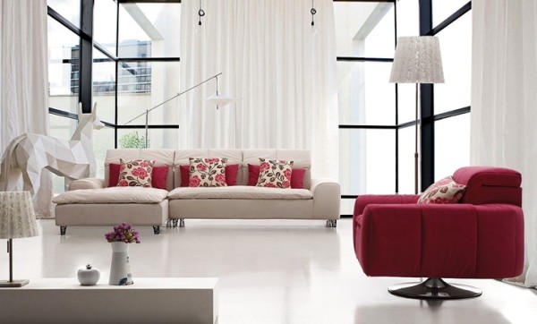 雅致清新客廳布藝沙發色彩凸顯時尚