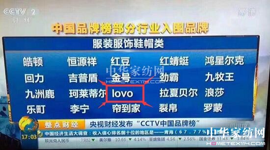 LOVO家紡成功入圍首批“CCTV中國品牌榜”